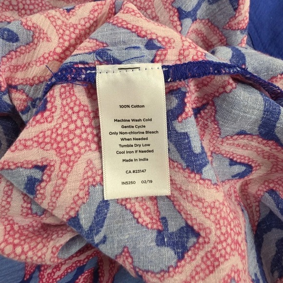 Talbots Starfish Print Tunic Top Pink Blue 3/4 Sleeve Summer Preppy Womens‎ M - Picture 4 of 5